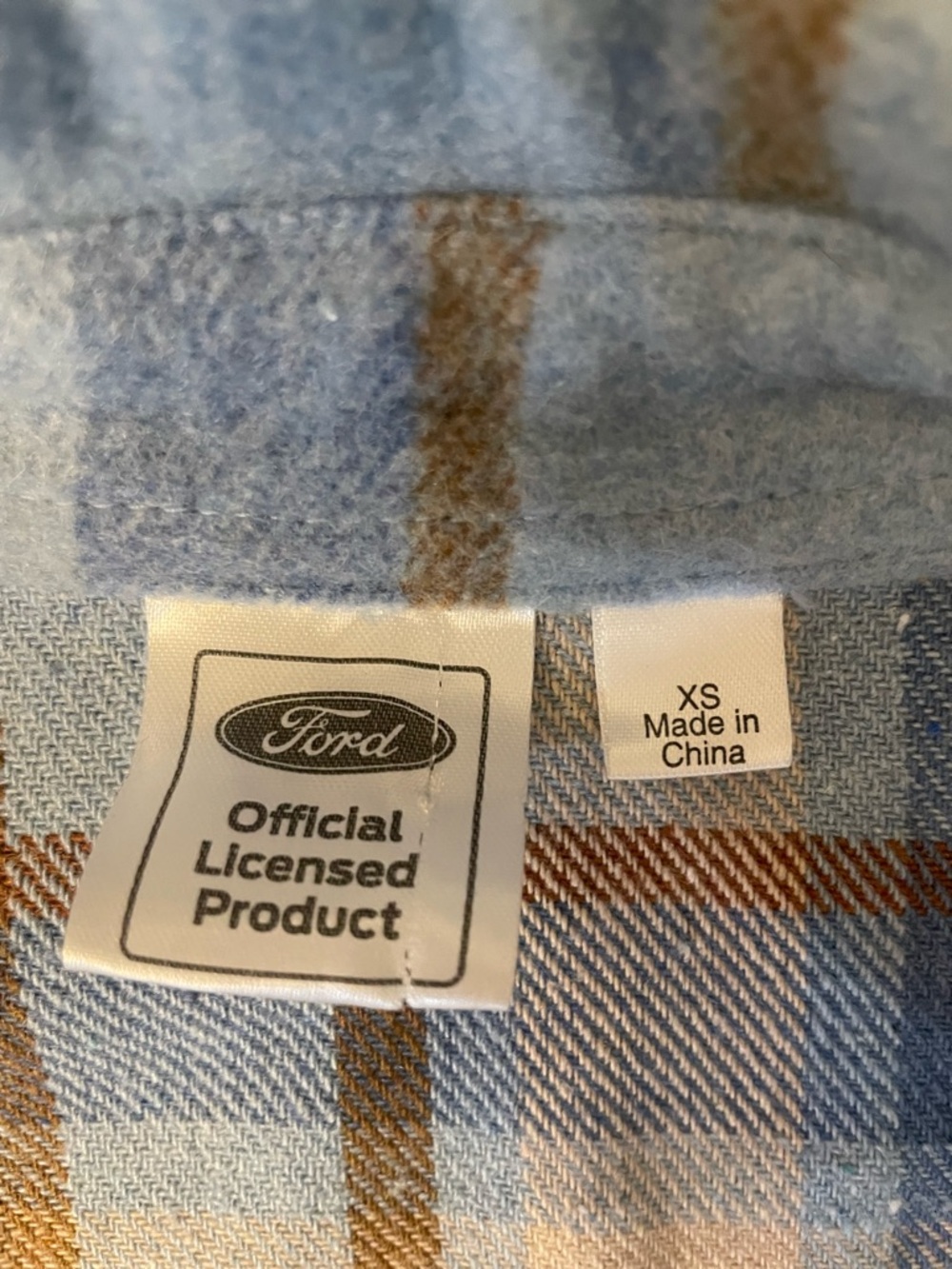 Ford Plaid Shirt Tag Detail - Light Blue and Brown - Picture 4 of 7
